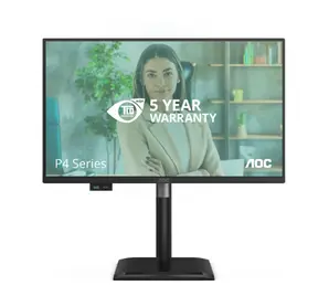 Монитор AOC 24P4U, 23.8" IPS WLED, 1920x1080@120Hz, 4ms GtG, 300cd m/2, 1500:1, 20M:1, Adaptive Sync, Anti Blue Light, FlickerFree, 2Wx2, Tilt, Height Adjust, Pivot, Swivel, D-SUB, HDMI, DP, USB hub