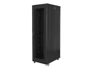 Комуникационен шкаф Lanberg rack cabinet 19' free-standing 42U800x1000 (flat pack) with mesh door black