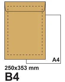 Плик самозалепващ B4 250х353 кафяв крафт 50 бр