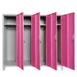 Метален гардероб BTL JZ с 4 отделения 150x159x40 см розов с 4 отворени врати и 4 рафта