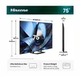 Телевизор Hisense 75"U7SE, 4K Ultra HD 3840x2160, ULED, FALD, Quantum Dot, 144Hz, IPS, HDR 10+, HLG, Dolby Vision IQ, Dolby Atmos, Smart TV, WiFi 5GHz, WiFi Direct, BT, Anyview Cast,light sensor, 4xHDMI, 2xUSB, LAN, CI+, DVB-T2/C/S2, Black