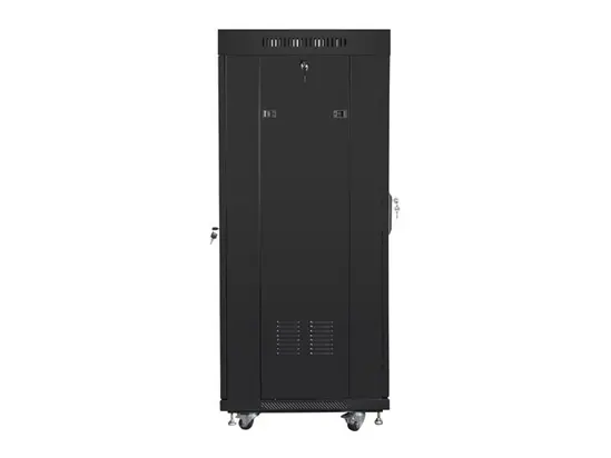 Комуникационен шкаф Lanberg rack cabinet 19' free-standing 27U  600x600 self-assembly flat pack with glass door LCD, black