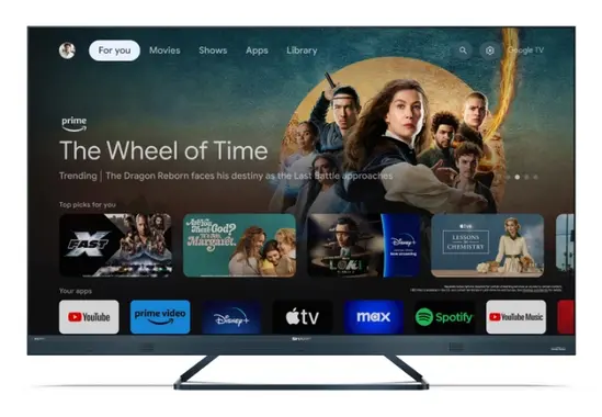 Телевизор Sharp 55FQ8EG, 55' QLED  GOOGLE TV, 4K 144Hz Quantum Dot 3840x2160 Aluminium Slim Frameless, AQUOS AI, DVB-TT2CSS2, 500 NIT, Active Motion 1400, HARMANKARDON, HDR10, Dolby Atmos, Dolby Vision, DTS:X, Google Assistant, HDMI eARC, Mini Compos