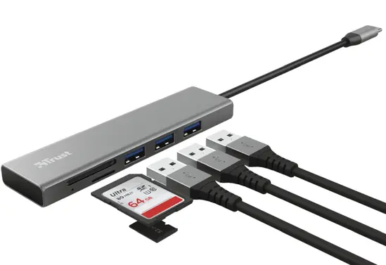 USB хъб TRUST Halyx Fast USB-C Hub & Card Reader