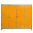 Метален гардероб BTL JZ с 4 отделения 150x159x40 см оранжев с 4 затворени врати и заключване