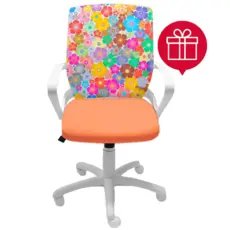 Детски стол ЦВЕТЯ в оранжево с пиктограма за подарък