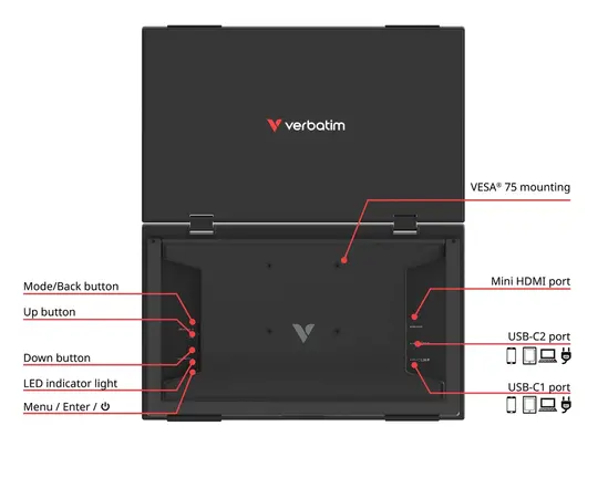 Монитор Verbatim Portable 15.6" Dual Monitor Essentials