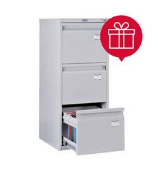 Метална картотека А PMT 43 с 3 чекмеджета в промо комплект с папки