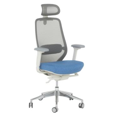 Работен стол ХЕЛИОС- ергономичен в два цвята, сив-син