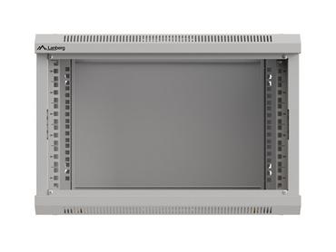Комуникационен шкаф Lanberg rack cabinet 19' wall-mount 6U/540x350 (flat pack) with glass door grey