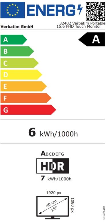 Монитор Verbatim Portable 15.6' Touch Monitor LIGHT