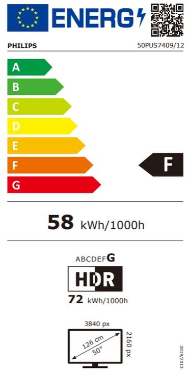 Телевизор Philips 50PUS7409/12, 50' 4K UHD LED, 3840x2160, DVB-T/T2/T2-HD/C/S/S2, 60Hz, Pixel Precise UHD, HDR+, Google TV, Dolby Atmos, VRR, 3*HDMI, 2*USB, 802.11ac, 20W RMS, Black