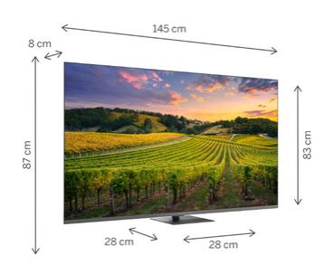 Телевизор Thomson 65' QLED Google TV; 3840 x 2160 (4K UHD), 4000:1, QLED, 60 Hz, DVB-T/T2/C/S/S2, HDR10, Wi-Fi, Bluetooth, LAN, HDMI 2 (2.0) + 2 (2.1), USB 2 (2.0) + 1 (3.0),Central Swivel Stand, Dark gray