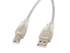 Кабел Lanberg  USB-A (M) -> USB-B (M) 2.0 cable 1.8m, transparent ferrite