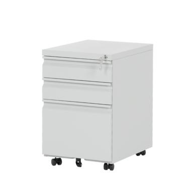 Метален контейнер K BTL с 3 чекмеджета - сив, сниман от десен ъгъл, затворени чекмеджета