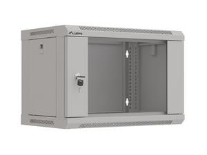 Комуникационен шкаф Lanberg rack cabinet 19' wall-mount 6U/540x350 (flat pack) with glass door grey