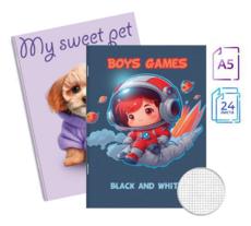 Тетрадка телчета А5 офсет 24 л малки квадратчета 40 бр