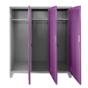 Метален гардероб детски BTL JZ с 3 отделения 150x120x40 см- лилав, отворе, празен