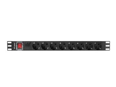 Разклонител Lanberg power distribution unit (pdu) 19' 1U 16a 2m 8x schuko outlets black