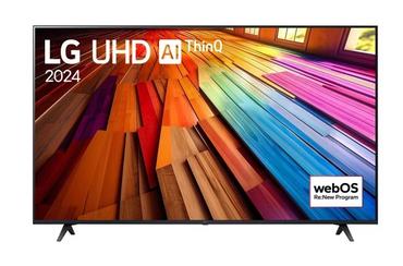 Телевизор LG 55UT80003LA, 55' 4K UltraHD TV 4K (3840 x 2160), DVB-T2/C/S2, webOS 24 Smart TV, ThinQ AI, Alpha 5 AI 4K Gen7, WiFi, HDR10 pro, HLG, ALLM/HGiG, AI Upscaling, AI Sound(Virtual 9.1.2 Up-mix), AirPlay, Quick Card, HDMI eARC, CI, LAN, USB, Blueto