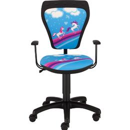 Детски стол Pony- с понита, син цвят, черна база