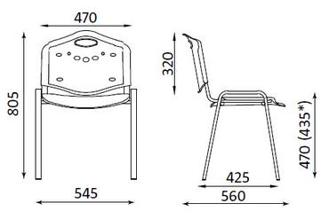 Посетителски стол ИНЕС-схема, размери