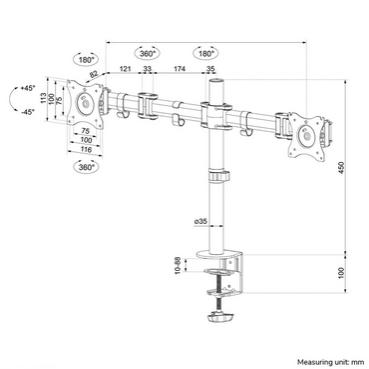 Стойка Neomounts Flat Screen Desk mount (10-27') desk clamp/grommet