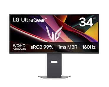 Монитор LG 34G600A-B, 34', UltraGear 21:9 Curved, VA, 1ms MBR, 5ms, WQHD (3440x1440), 160Hz, HDR 10, 4000:1, 300cd/m2, sRGB 99%, Free-sync, NVIDIA G-SYNC Compatible, VRR, HDMI, DP, Speakers 5Wx2, LG Switch, Height, Swivel, Tilt, Black