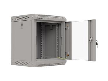 Комуникационен шкаф Lanberg rack cabinet 10' wall-mount 6U/300x300 (flat pack) with glass door grey