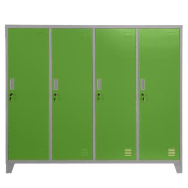 Метален гардероб BTL JZ с 4 отделения 150x159x40 см зелен с 4 затворени врати и заключване