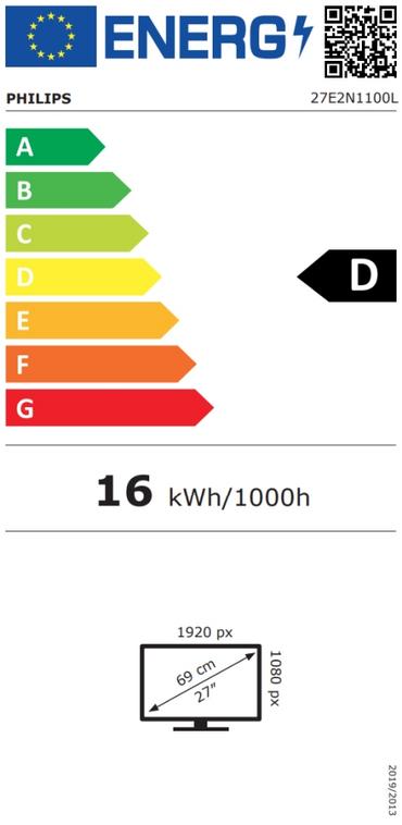 Монитор Philips 27E2N1100L, 27' VA WLED, 1920x1080@100Hz, 4ms GtG, 1ms MPRT, 250cd m/2, 4000:1, Mega Infinity DCR, Adaptive Sync, FlickerFree, LowBlue Mode, Tilt, D-SUB, HDMI