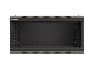 Комуникационен шкаф Lanberg rack cabinet 19' wall-mount 4U/540x350 (flat pack) with glass door black