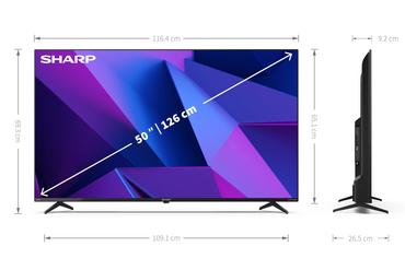 Телевизор Sharp 50FN2EA, 50' LED  Android TV, 4K Ultra HD 3840x2160 Frameless, 1 000 000:1, DVB-T/T2/C/S/S2, Active Motion 800, HARMAN/KARDON, HDR10, Dolby Digital, Dolby Vision, DTS:X, Google Assistant, Chromecast Built-in, 2xHDMI 2.1, SD card reader, 3.