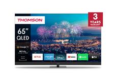 Телевизор Thomson Smart QLED Plus TV 65'; Google TV; 3840 x 2160 (4K UHD), QLED, 4000:1, 60 Hz, DVB-T/T2/C/S/S2, HDR10, Wi-Fi, Bluetooth, LAN, HDMI 2 (2.0) + 2 (2.1), USB 2 (2.0) + 1 (3.0),Built-in Front Speakers, Central Swivel Stand, Black