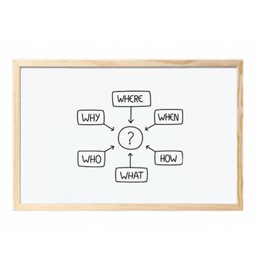 Бяла дъска с дървена рамка 60х90 см - начертано върху нея