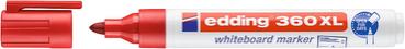 Маркер за бяла дъска Edding E-360XL презареждащ червен - хоризонателн с отворена капачка