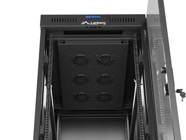 Комуникационен шкаф Lanberg rack cabinet 19' free-standing 32U/600X1000 (FLAT PACK) with glass door LCD black