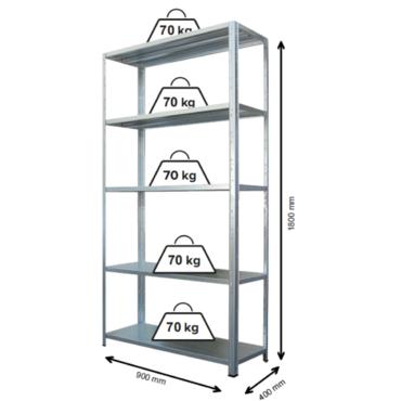 Метален стелаж поцинкован FRT 180х90х40 см 70 кг/рафт