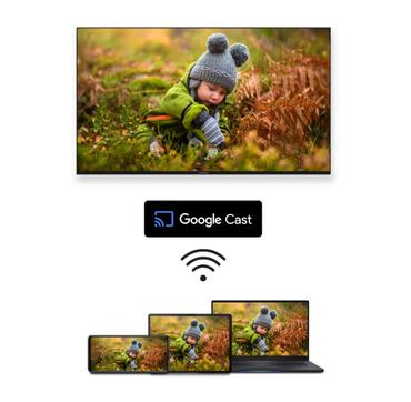 Телевизор Thomson Smart QLED Pro TV 75'; Google TV; 3840 x 2160 (4K UHD), 4000:1, QLED, 144 Hz, DVB-T/T2/C/S/S2, HDR10, Wi-Fi, Bluetooth, LAN, HDMI 2 (2.0) + 2 (2.1), USB 2 (2.0) + 1 (3.0), Central Swivel Stand, Black