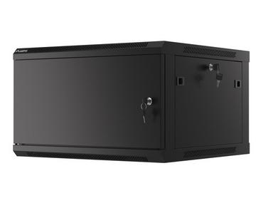 Комуникационен шкаф Lanberg rack cabinet 19' wall-mount 6U/600x600 for self-assembly with metal door black (flat pack)