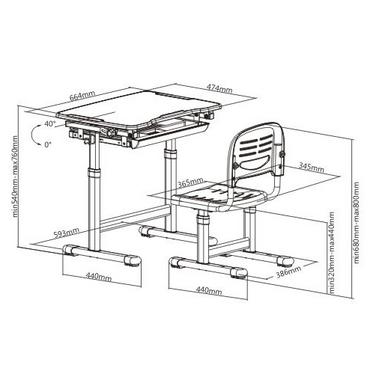 Комплект ученически чин и стол 201 син
