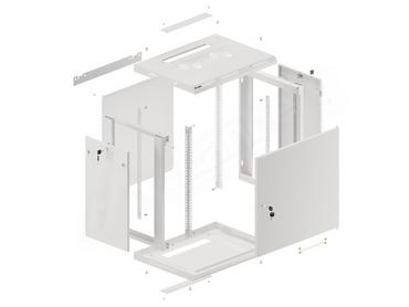 Комуникационен шкаф Lanberg rack cabinet 19' wall-mount 12U/600x450 for self-assembly with metal door grey (flat pack)