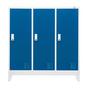 Метален гардероб с 3 отделения 120x40x120 см 4 цвята - син, затворен, сниман отпред