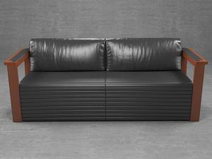 Диван триместен ДРАМА NORMA 03 - сниман отпред, черен цвят кожа