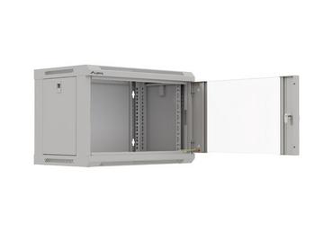 Комуникационен шкаф Lanberg rack cabinet 19' wall-mount 6U/540x350 (flat pack) with glass door grey