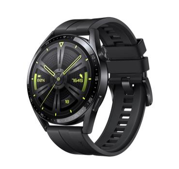 Часовник Huawei Watch GT 3 46mm, Active Jupiter-B19S, 1.43', Amoled, 466x466, PPI 326, 4GB, Bluetooth 5.2 supports BLE/BR/EDR, 5ATM, NFC, GPS, Battery 455 maAh, Black Fluoroelastomer Strap