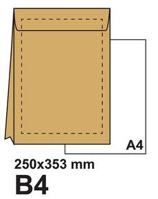 Плик самозалепващ с разширение В4 кафяв крафт 1 бр