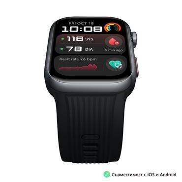 Часовник Huawei Watch D2 LCA-B10, Black , 1.82' Amoled, Airbag/Strap Size 26mm, Ambulatory 24H Blood Pressure, HR monitoring PPG 6.0, Rotating crown, IP68, Speaker&Micophone, Dual-band, Battery 524mAh