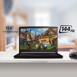 Лаптоп MSI Thin GF63 12VE, i5-12450H (8C/12T up to 4.40 GHz, 12 MB), 15.6' FHD (1920x1080) AG, 144Hz, IPS-Level, 16GB DDR4 (1x16 3200MHz), 512GB NVMe PCIe SSD Gen4x4, RTX 4050 6GB GDDR6, 1x 2.5' FREE, WiFi 6E, 3 cell, 52.4Whr, 84 key Red Backlit KBD, Blac