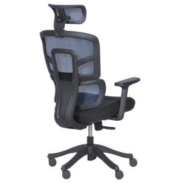 Директорски стол ВЕЛИКО-снимка отзад, черно със син